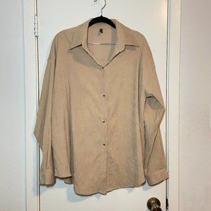 corduroy button front top and short set